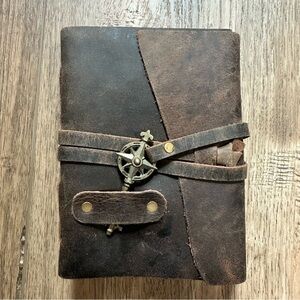 NEW! Vintage Leather Journal Compass Key Closure, Distressed, Artsy, Eclectic